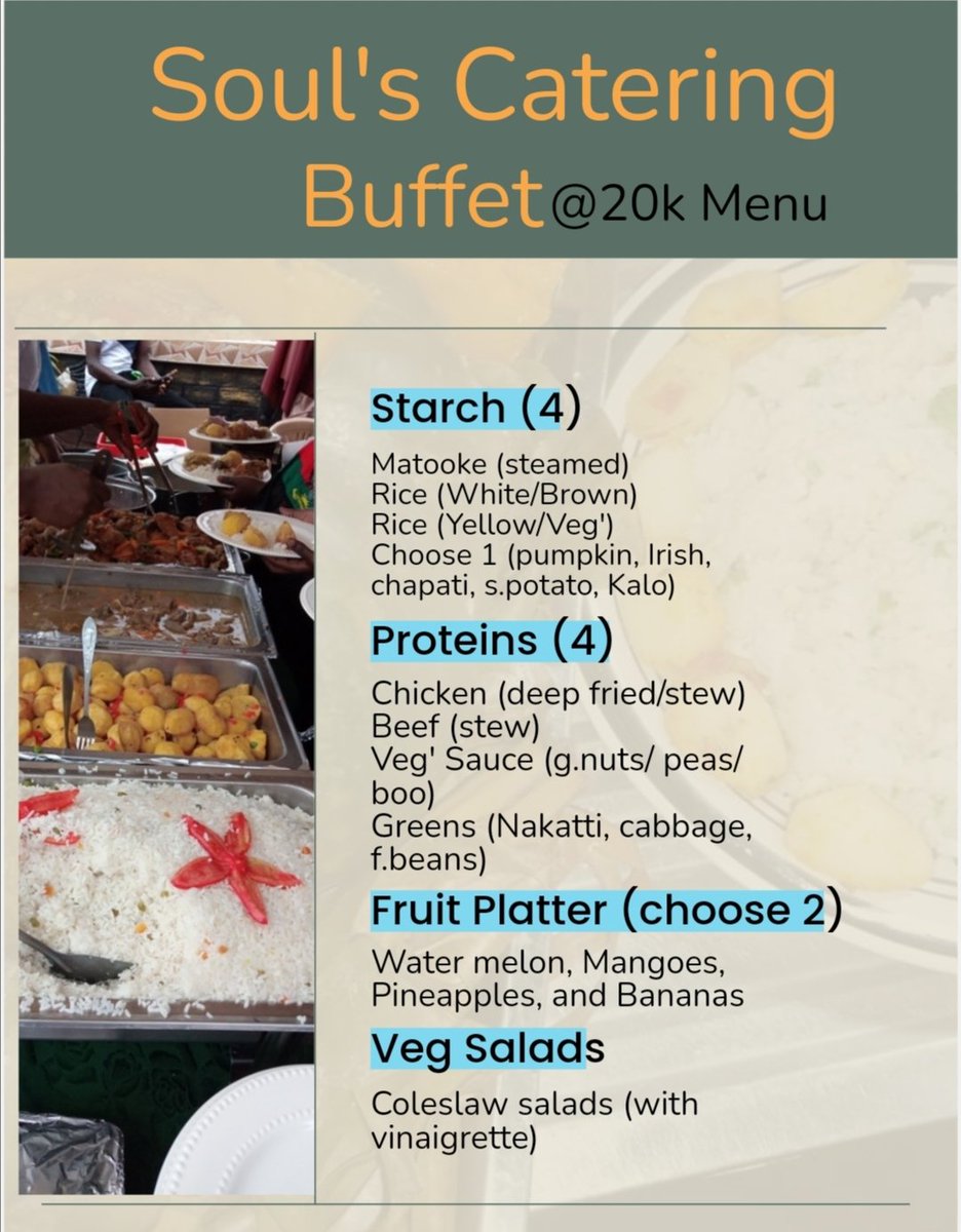 Soul's Catering Kampala
#cateringkampala
0779903538/ 0703387706