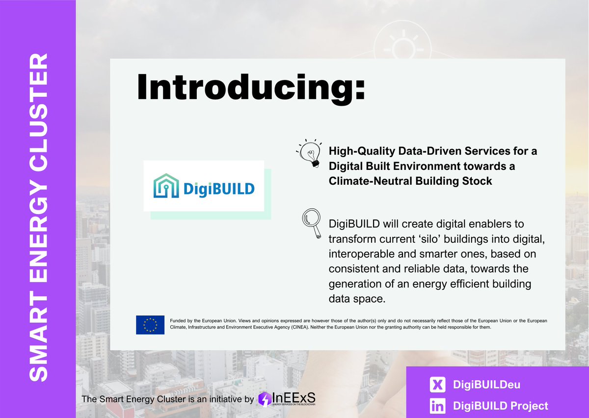 ieecp_org's tweet image. Do you know all projects of the #SmartEnergyCluster initiative by #InEExS?

😃Today we introduce two new ones:

@DigiBUILDeu - digibuild-project.eu 📷
@fortesie_eu - fortesie.eu 📷

⚡️Read more in the pics below &amp;amp; visit their websites for more info