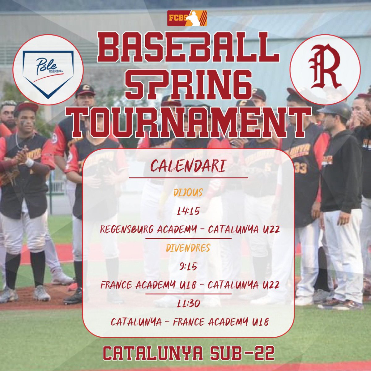 ⚾️ Selecció Catalana Sub22 🏆 Baseball Spring Tournament 📆 28 i 29 de Març 📍 València 🔝⚾️🇩🇪🇫🇷 @REGBBAcademy @FranceBBAcademy