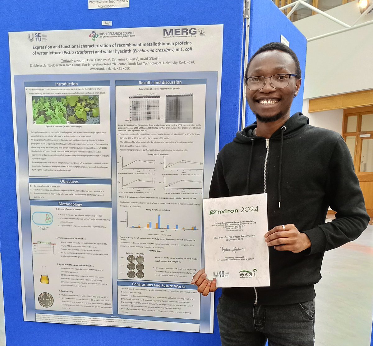 Delighted to have won the best overall poster presentation at @environ2024 @ESAI_Environ