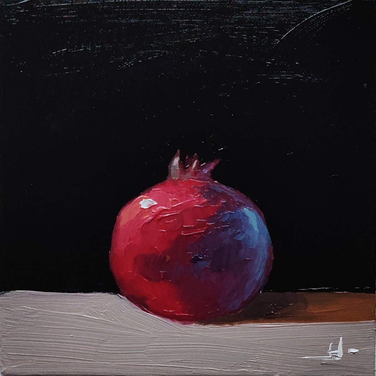 Pomegranate 8 X 8 Inches Oil on Canvas Board Available at auction #artcollectors #oilpainting #impressionism #interiordesign #homedecor #ArtLovers #impasto #artist #originalart #paintings #artforsale