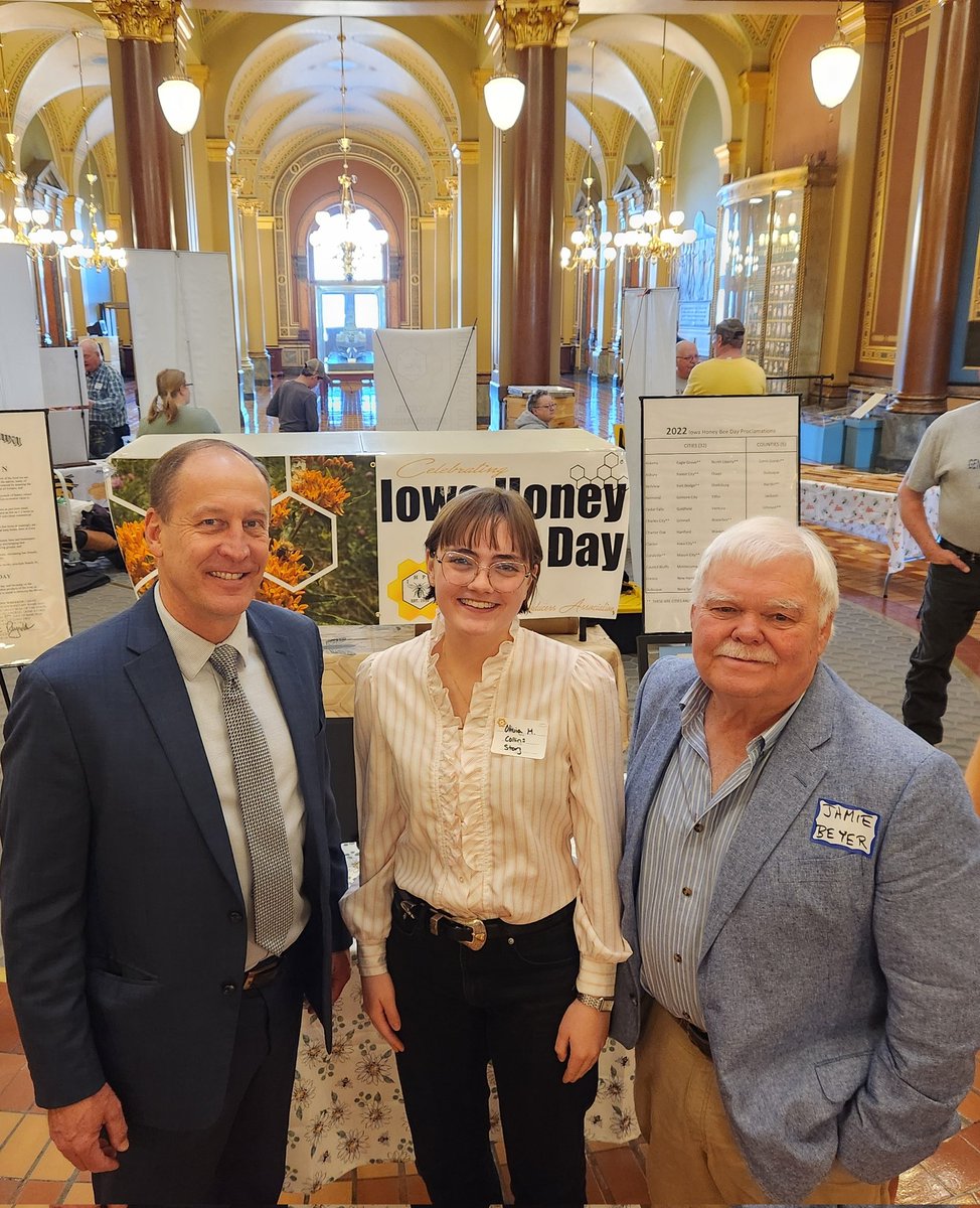 It was Iowa Honey Bee Day at the Capitol. This young man educated me about honey bees and hives. He started beekeeping with a youth scholarship from the Iowa Honey Producers. I also visited with Olivia Moody, former Central Iowa Honey Queen & former House page. #ialegis