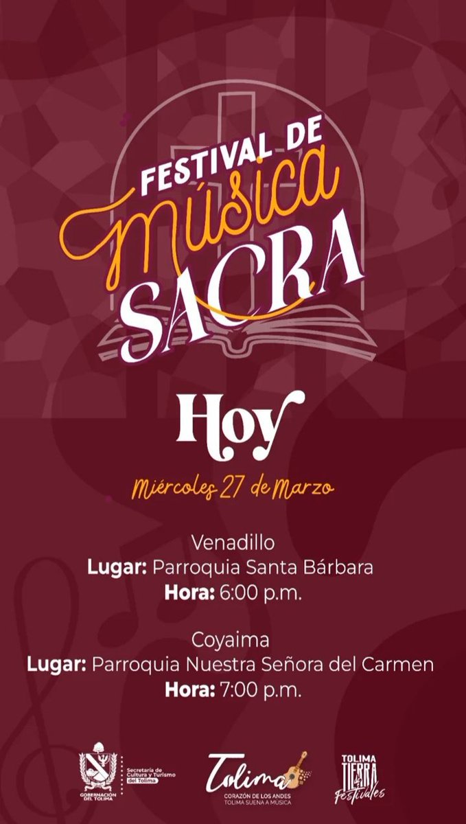 AlcaVenadillo's tweet photo. Hoy se llevará a cabo el esperado #FestivalDeMusicaSacra. Te invitamos a disfrutar de una noche llena de música religiosa en el hermoso atrio de la iglesia Santa Bárbara. No te lo pierdas, te esperamos a las 6:00 pm. ¡Prepárate para vivir una experiencia única! 🎶🙏 https://t.co/cMUjgWLH9f