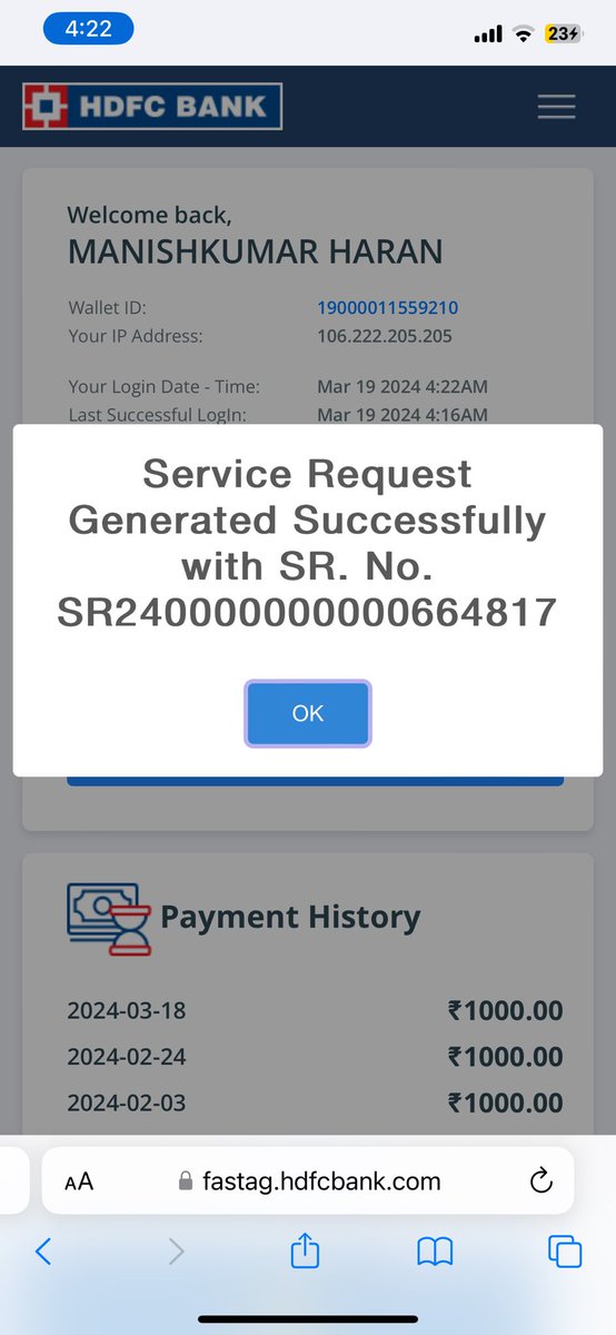 ManishJainn's tweet photo. @HDFCBank_Cares Fastag at #Sealink needs repair immediately.. Double charging customers even for single entries at nights is a cause of worry. There is no call centre of #HDFCBank where one can call. Ridiculous. https://t.co/7AZHZnfU0r