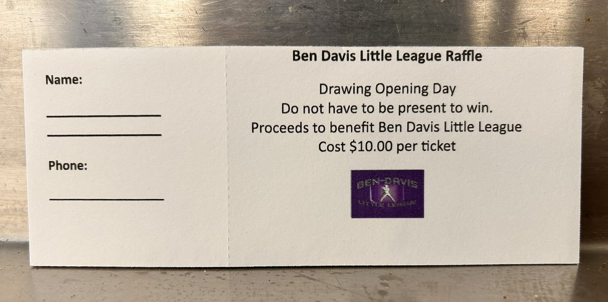 BenDavisLL's tweet photo. Get raffle tickets tonight from 5 PM to 6 PM.  During this time you can also drop them off and make a registration payment. https://t.co/f5su52Ltag