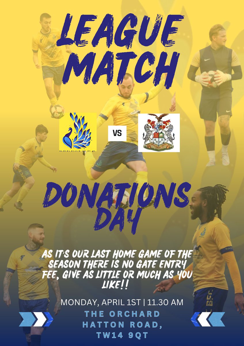 BedfontFC's tweet photo. ⚽️NEXT HOME GAME⚽️

We will be welcoming @BrookHouseFC to The Orchard on Bank Holiday Monday at the convenient time of 11:30am.

This would have been our last home game of the season, however after the abandonment of the Berks County game on Tuesday night we may have to have a  replay.

We will also be running a Easter Egg Hunt after the match at 13:00, all attendees will need to have pre-booked via DMs as there are limited spaces available.

@NonLeaguePaper @NonLeagueCrowd @bedfontprimary @LBofHounslow @HeathrowAirport