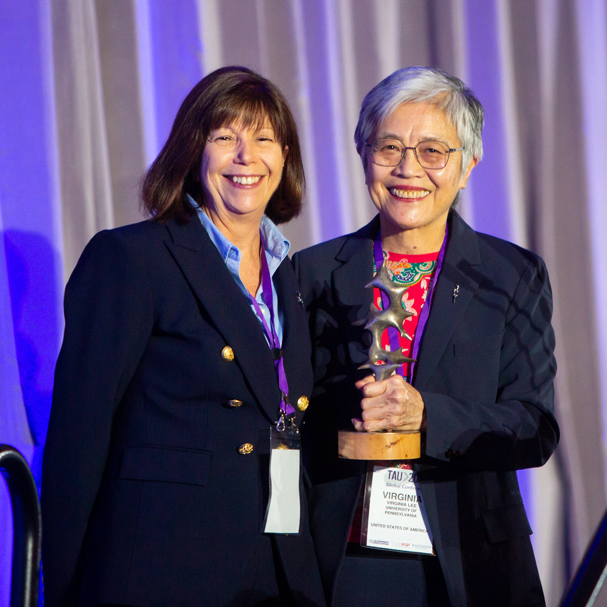 RCFNeuro's tweet photo. Congratulations to Dr. Virginia Man-Yee Lee and Dr. Cristian Lasagna Reeves, winners of the 2024 #RainwaterPrize for their outstanding contributions to neurodegenerative research and advancements in tau understanding. https://t.co/ovGGQ7SJcd