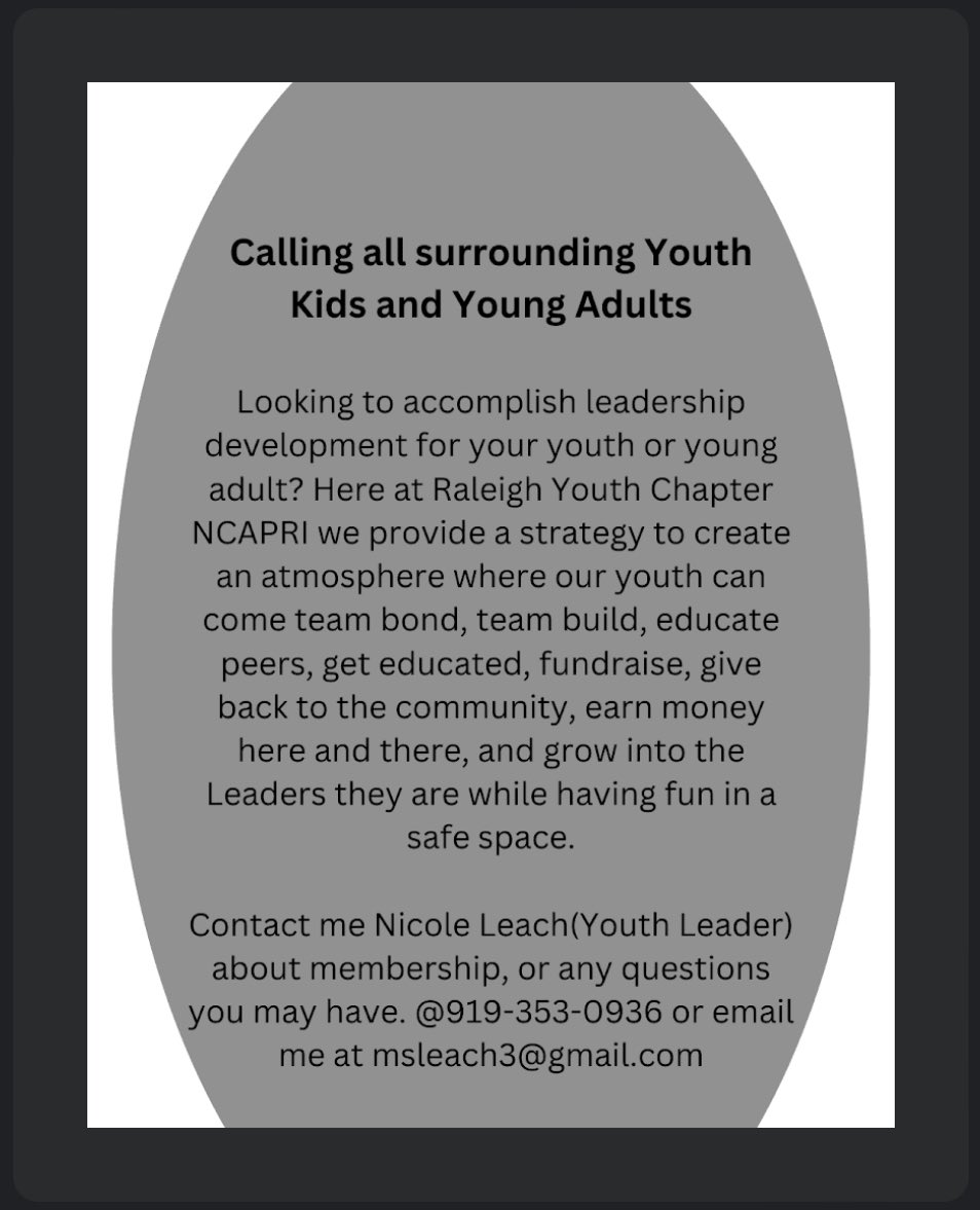 NicoleLeech22's tweet photo. #NCAPRI
#raleighyouth
#ouryouthmatter
#ourcommunitycares https://t.co/Z72xkhvrKQ