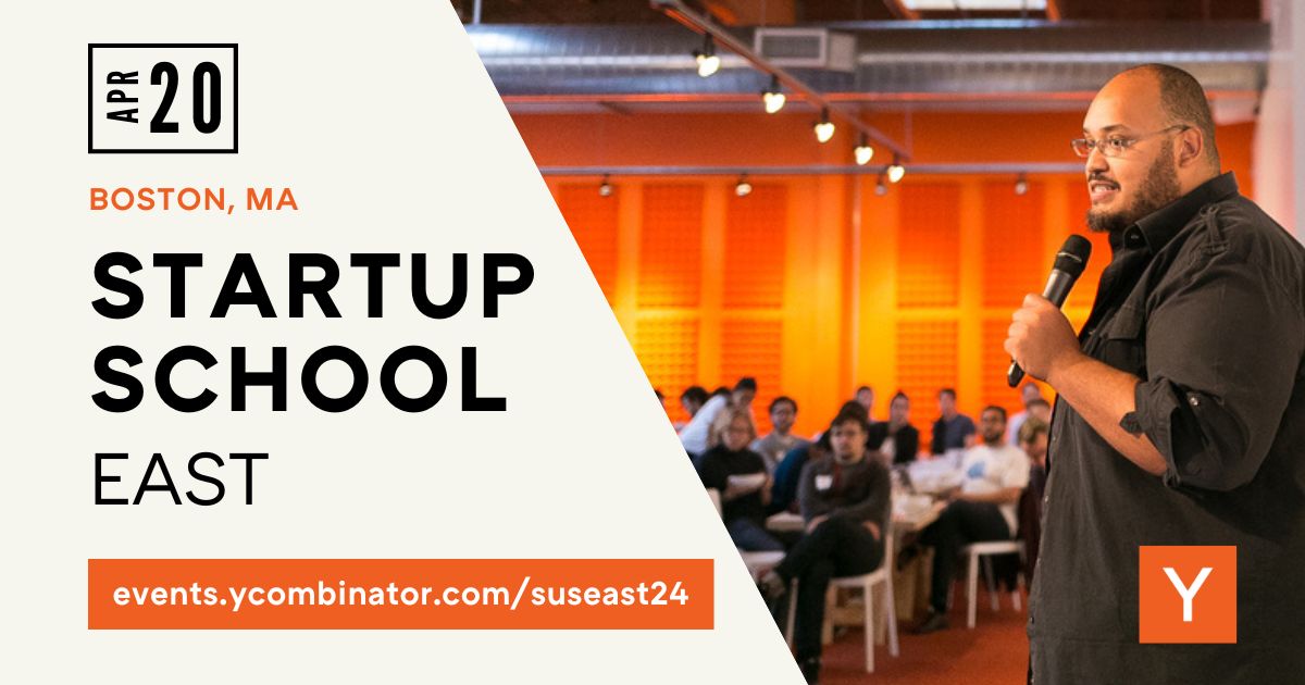 YC is coming to Boston! Join us for Startup School East on April 20, and a day of YC interviews on April 21. events.ycombinator.com/suseast24