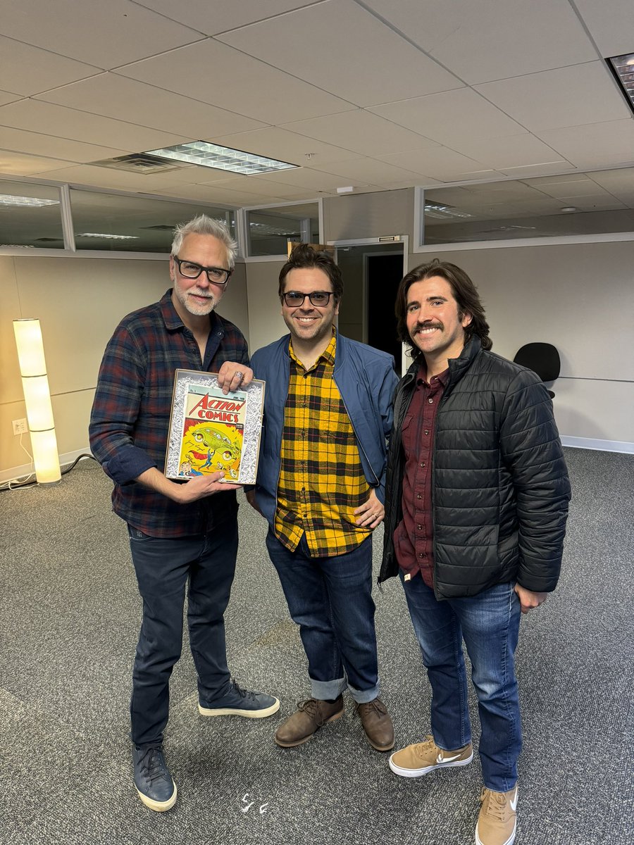 A gift from Jerry Siegel’s grandsons Michael and James Larson - a reprint of the first issue of Action Comics signed by Jerry. It’s been great having Mike and Jim around keeping Jerry’s spirit alive in the birth of the DCU! Here we all were on the day of the cast read through.