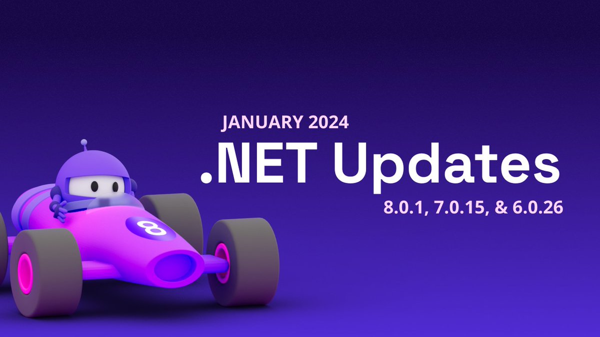 TrailheadTech's tweet image. .NET January 2024 Updates – .NET 8.0.1, 7.0.15, .NET 6.0.26 bit.ly/43FnBeL #NET #NETCore