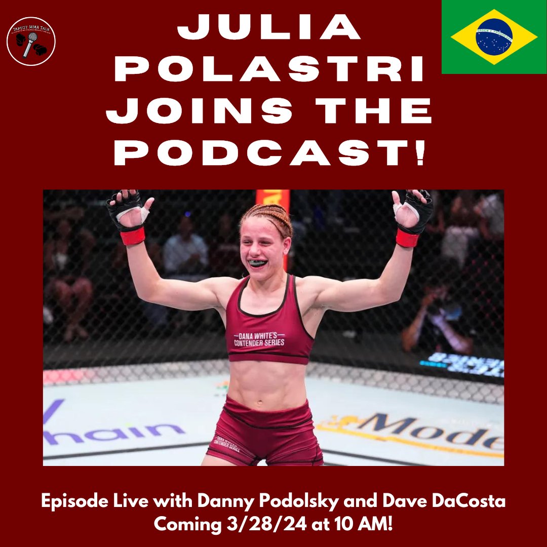 TapoutMMATalk's tweet photo. Can't wait for this one! Julia "Psycho" Polastri joins the TMT podcast, coming out tomorrow morning at 10 AM! Polastri was just re-booked to fight Josefine Knutsson on June 15th. https://t.co/WXQzNbafHI
