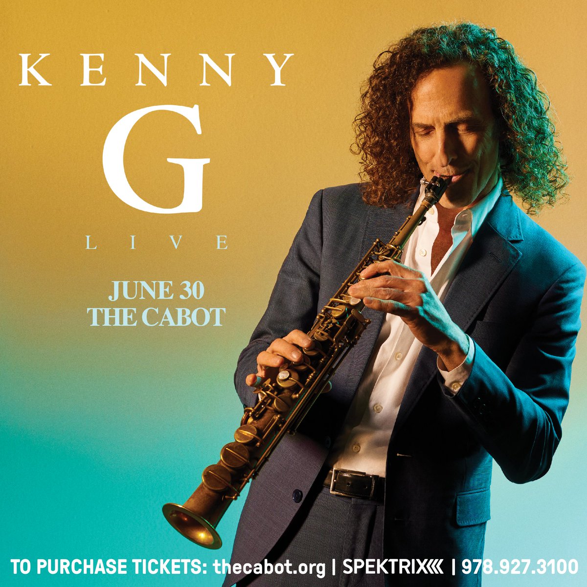 Still great seats available! Get ready to immerse yourself in smooth jazz bliss as the legendary @kennyg takes the stage at The Cabot on June 30 🎷✨ Tickets: thecabot.org/event/kenny-g