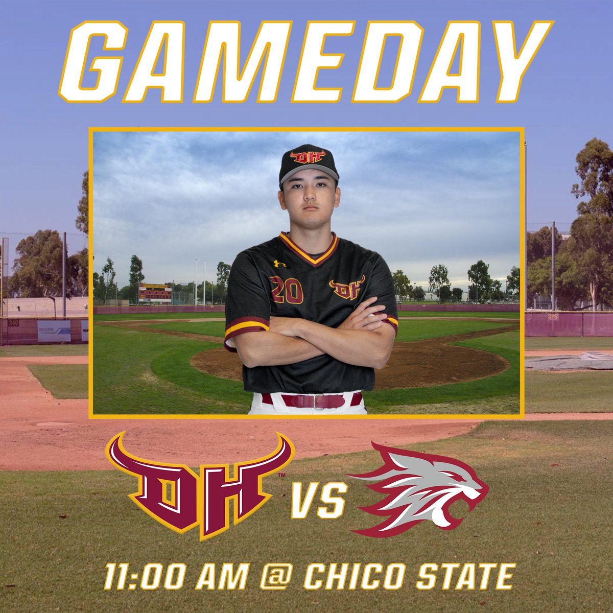 Gameday! @CSUDHbaseball closes their series against Chico State today. ⏰: 11 am 📍: Chico, CA 🏟️: Nettleton Stadium 📺: ccaanetwork.com 📊: bit.ly/3ITeEFe