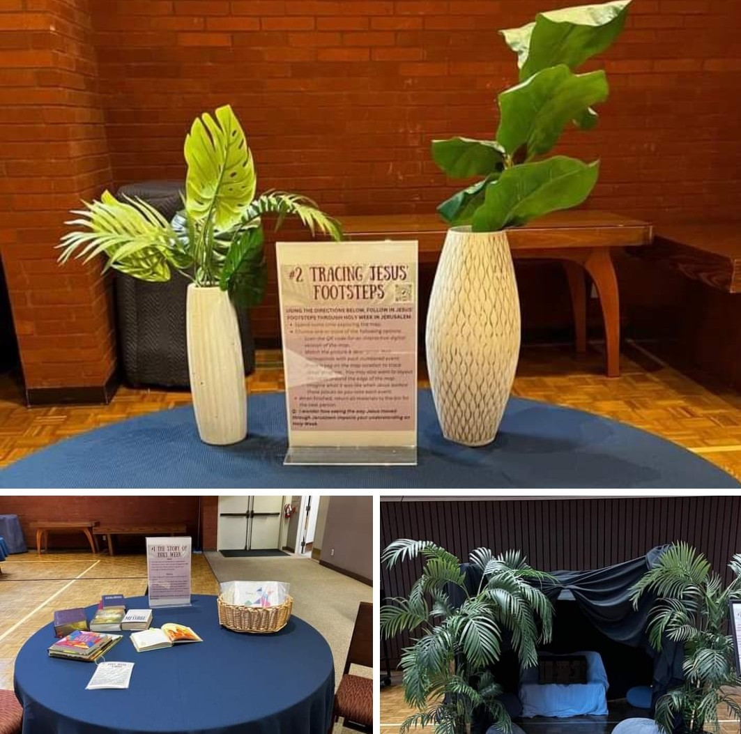 Lake Grove Presbyterian #LakeOswego #Oregon 
Holy Week Interactive Worship Stations in Fellowship Hall Wednesday-Friday. 
These stations provide a meaningful reflection, prayer, and walk through last week of Jesus’ life. Appropriate for all ages. #Presbyterian #pcusa #HolyWeek