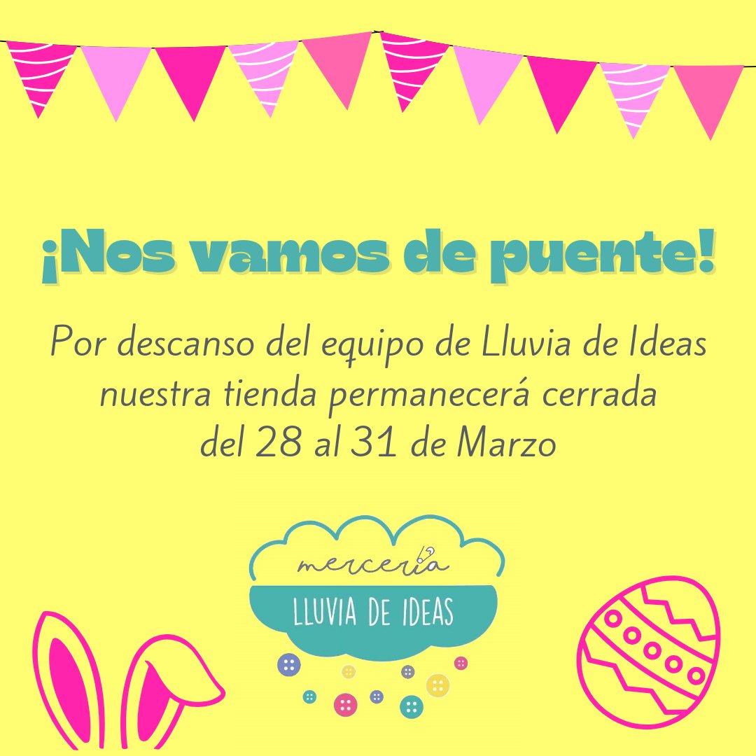 MerceriaLluvia's tweet photo. 🐰 ¡NOS VAMOS DE PUENTE! 🐰

⚡️ Las chicas de Lluvia de Ideas nos vamos a descansar unos días porque lo que se avecina no es para menos 🤫

⚡️ VUELVO A EMPRENDER 💪

. . . . . . . . . .

#merceriacreativa #merceriasenoviedo #merceriaonline #nuevosproyectos #emprender #merceria https://t.co/h2nWpJFgor