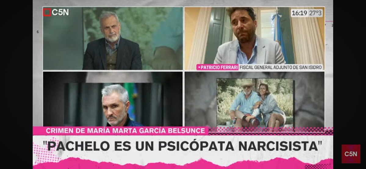 Caso García Belsunce: 'Pachelo es un psicópata'. Habla por @C5N Patricio Ferrari uno de los fiscales que logró la condena de Nicolás Pachelo.