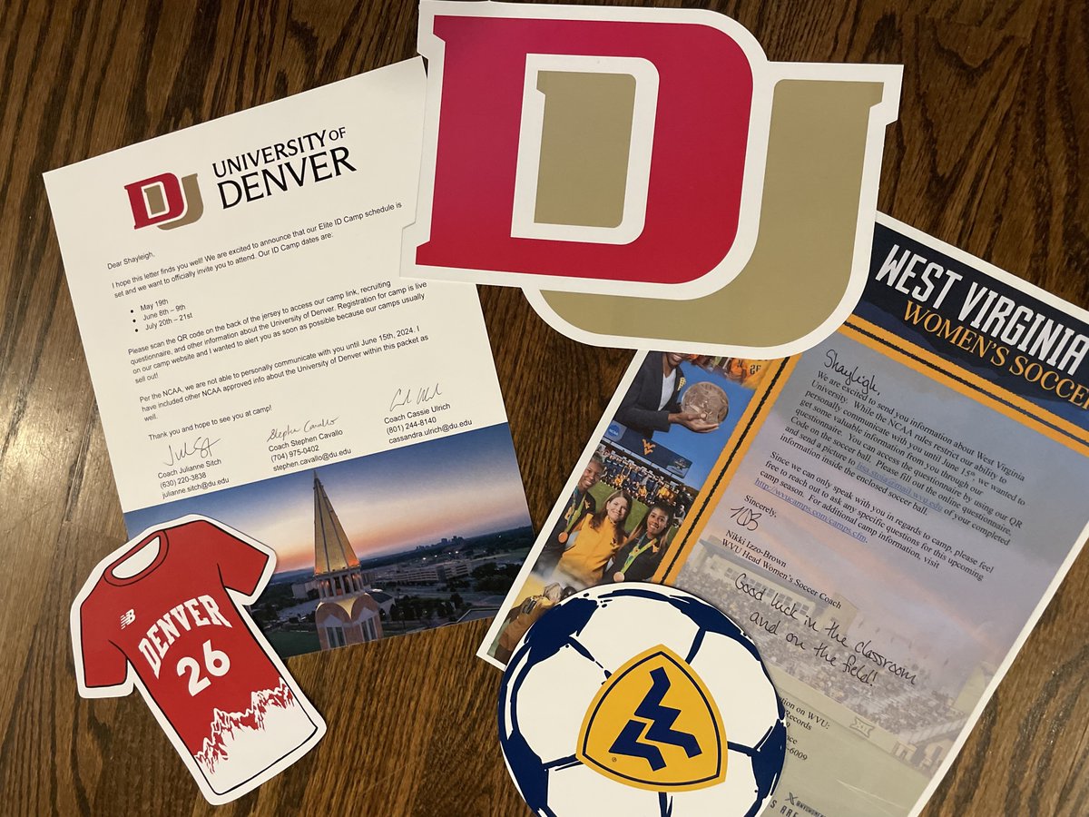 Snail mail! #locallove from @du_wsoccer and some love from @wvuwomenssoccer @WVUIzzoBrown @lisastoiawvu let's see what happens for the '26 class June 15th @imyouthsoccer @prep_soccer @ecnlgirls @topdrawersoccer @soccerwire @RapidsYouthClub @CORAPIDS08GECNL @ImCollegeSoccer