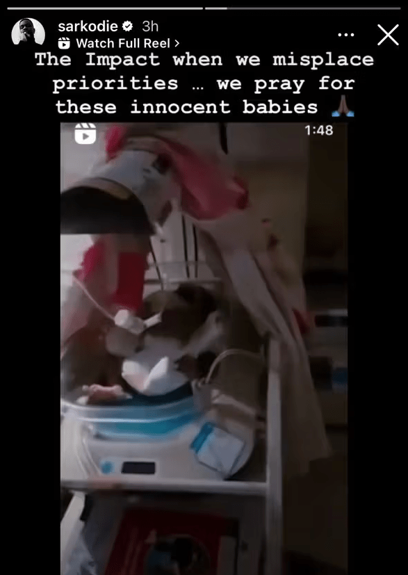 enjoyment_radio's tweet photo. #EnjoymentUpdate: Rapper and entrepreneur @sarkodie took to his Instagram story to share his frustration about the ongoing power outages (Dumsor), particularly at the Tema General Hospital, where new-born babies suffer in incubators as a result of misplaced priorities. https://t.co/5ep3kIOEDA