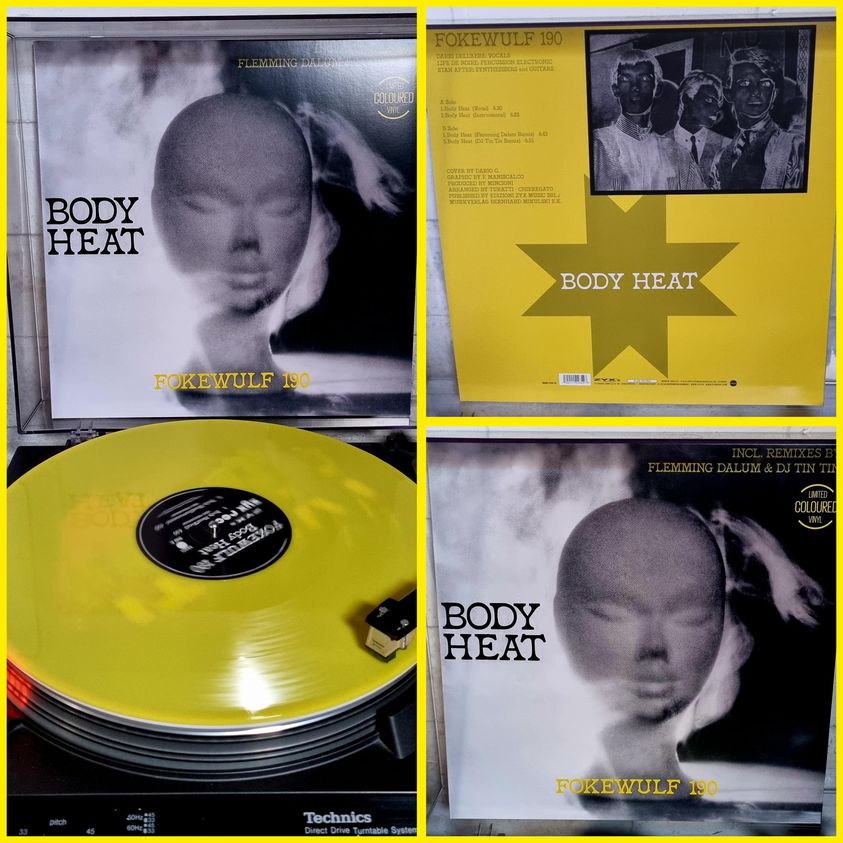 🎶👌'Fokewulf 190 - Body Heat' Yellow Vinyl !😃🤩👏🎶
A1 Body Heat (vocal)
A2 Body Heat (Instrumental)
B1 Body Heat ( @FlemmingDalum Remix )
B2 Body Heat (DJ TinTin Remix) @Official_ZYX  #Italodisco #vinylcollection #vinyl