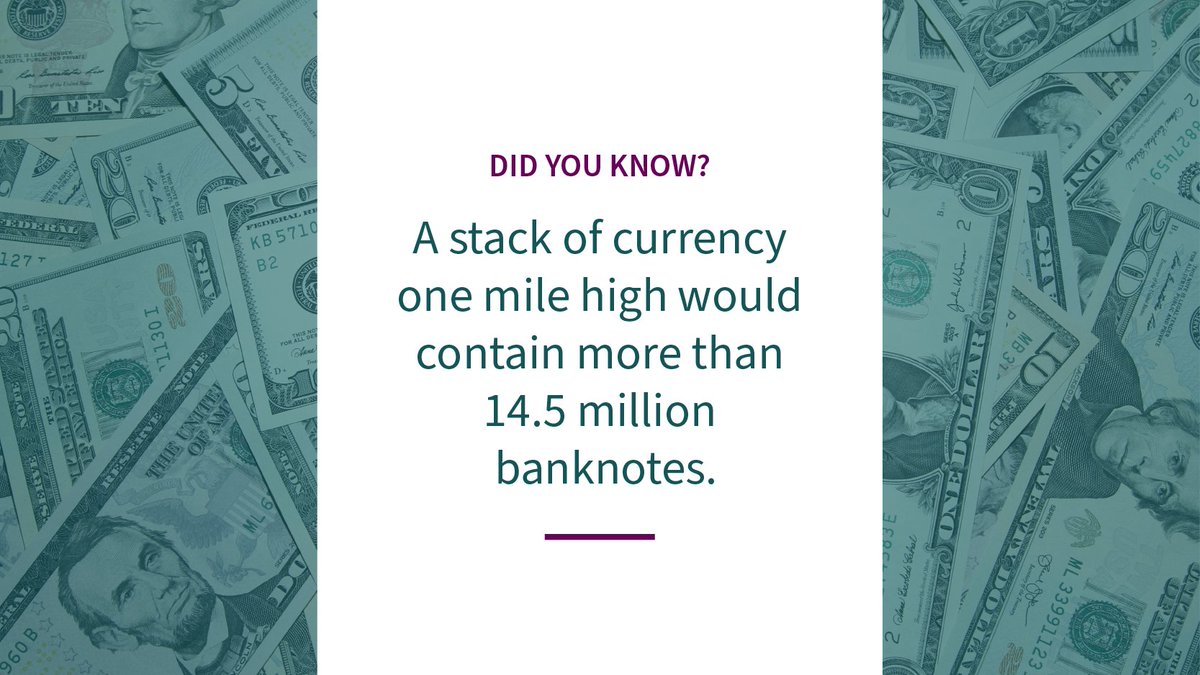 #FunFactFriday A stack of currency one mile high would contain more than 14.5 million banknotes. go.uscurrency.gov/0iy