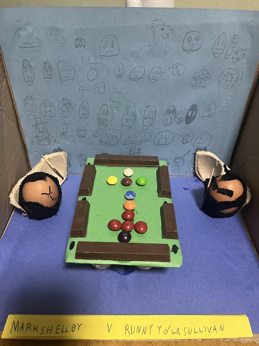 amyreaderbooks's tweet photo. @markjesterselby V @ronnieo147 
The Eggsibition

Easter egg competition ready for tomorrow by Hunter Brewer 9years old 🤣 https://t.co/PnhhwDVjST