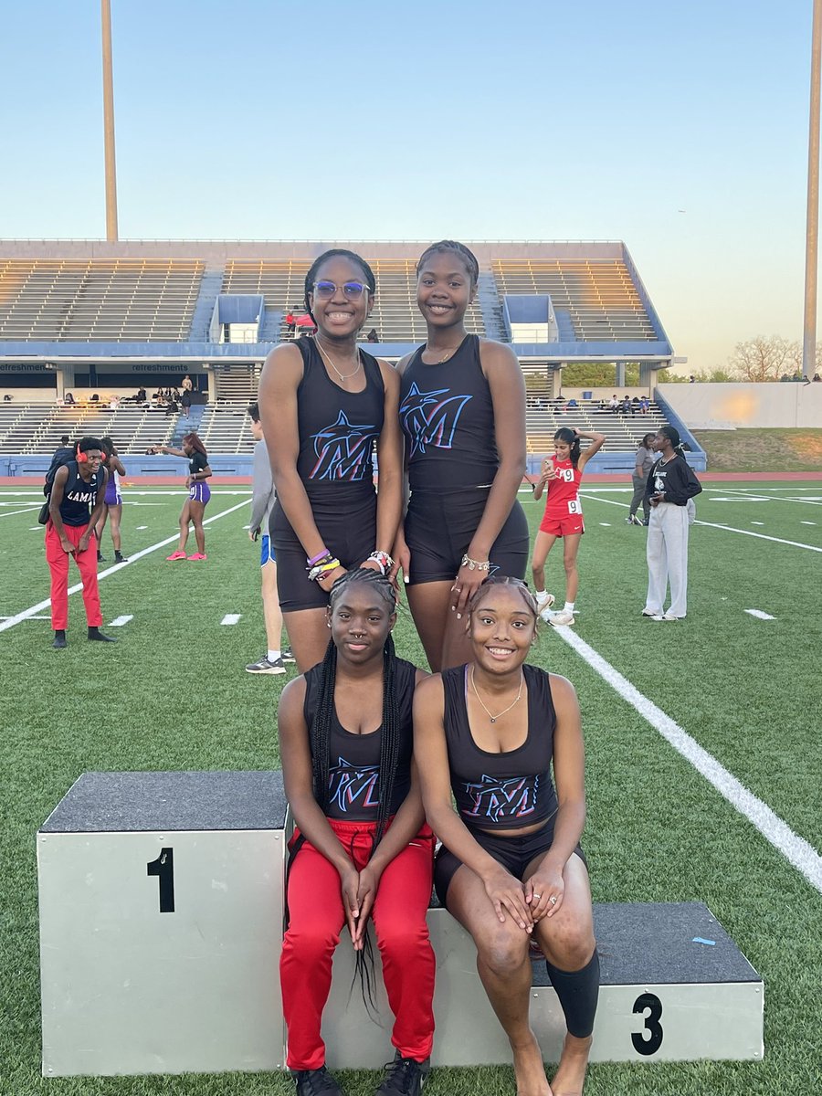LadyMarlinsTF's tweet photo. Congratulations to our Lady Marlins 4x1 for advancing to Area with a new PR. @talia_rayme @macio_2026 @elyse_allums @jantellnorris #HeartOfHiramClarke #RaceToState #RecruitTheMarlins https://t.co/ywfJX0QKgf