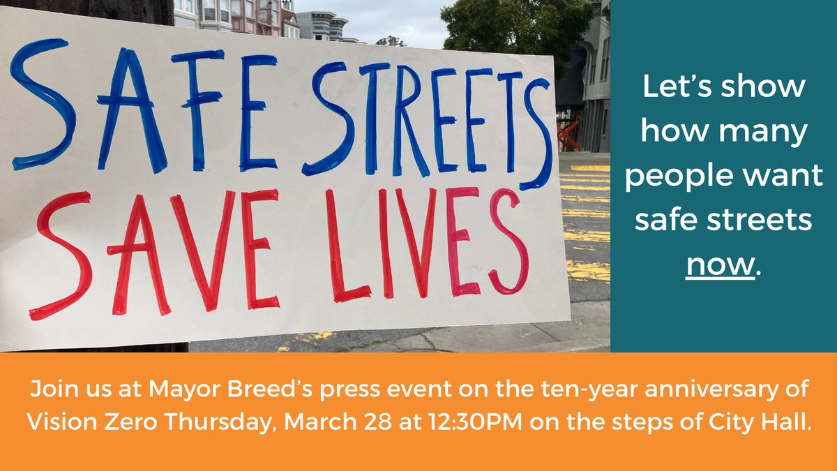 📢NOTE THE LOCATION CHANGE FOR TOMORROW! If you want to accelerate progress on #VisionZeroSF, show it by showing up tomorrow if you can. 12:30PM on the Polk Street steps of City Hall.