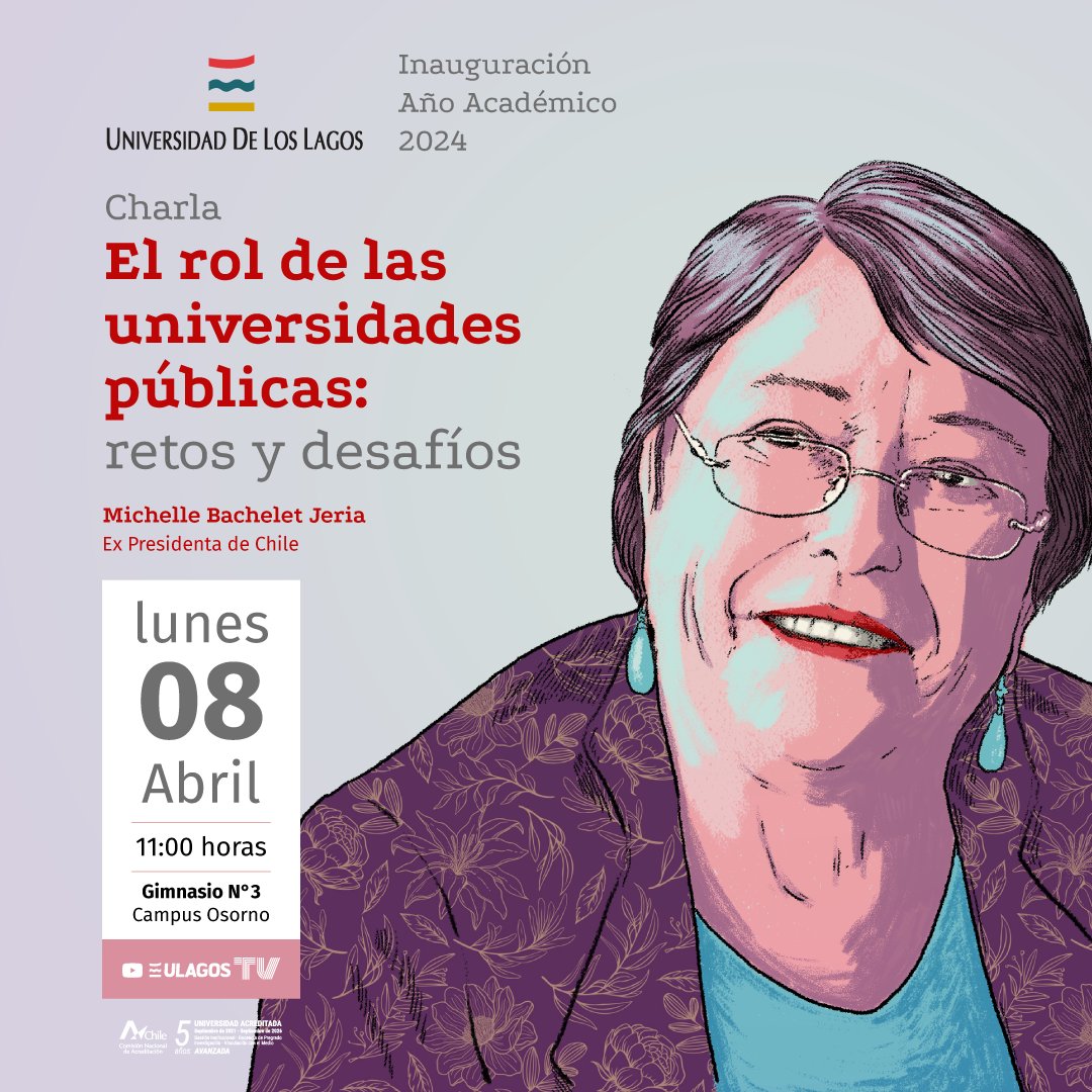 Hito anual que nos reúne para abordar el nuevo ciclo con el propósito de aportar al territorio, a las personas y hacer posible lo que las nuevas generaciones buscan. La expresidenta Michelle Bachelet dictará la charla “El rol de las universidades públicas: retos y desafíos”