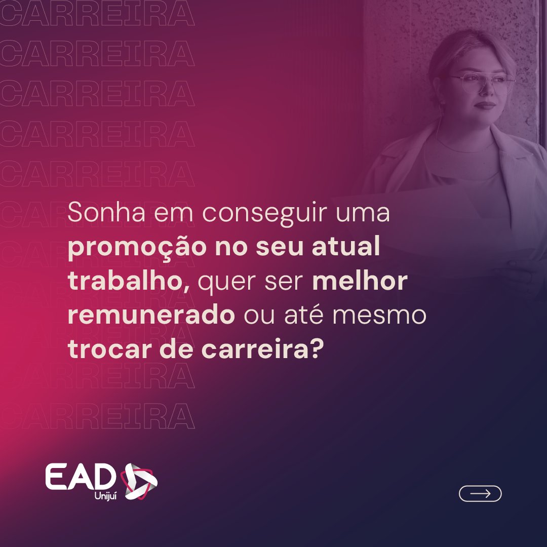 Unijui's tweet photo. Sonha em conseguir uma promoção no seu atual trabalho, quer ser melhor remunerado ou até mesmo trocar de carreira? 🤩

👉O EaD Unijuí pode ser seu aliado nesta transformação.

Acesse o nosso link e aproveite essa oportunidade: https://t.co/Q1sKVuV7Zf https://t.co/8CxzcEyxKz