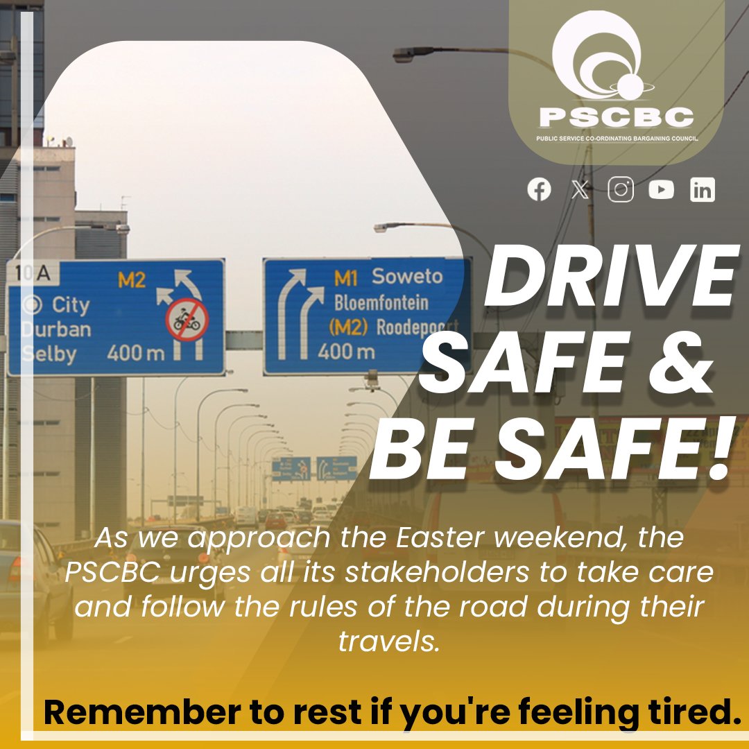 As we approach the Easter weekend, the PSCBC urges all its stakeholders to take care and follow the rules of the road during their travels. Remember to rest if you're feeling tired. #PSCBC #easterweekend #drivesafely