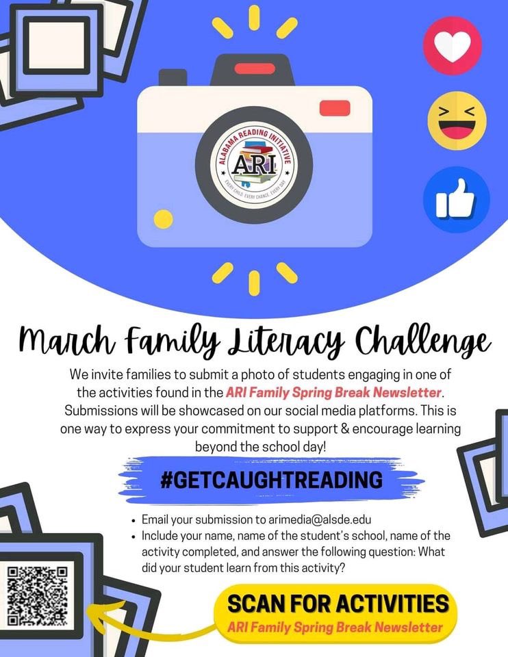 Who’s going to get caught reading with little scholars beyond the school day?! 
Scan the QR code for activities!
#MarchLiteracyChallenge
#GetCaughtReading