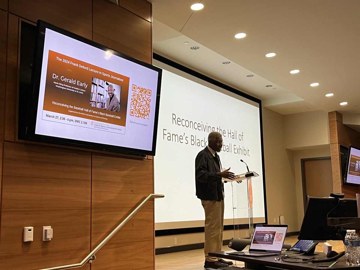 Excited to get started with ⁦@GeraldEarlySTL⁩ and the 2024 Frank Deford Lecture in Sports Journalism. ⁦@UT_CSCM⁩ ⁦@UTexasMoody⁩