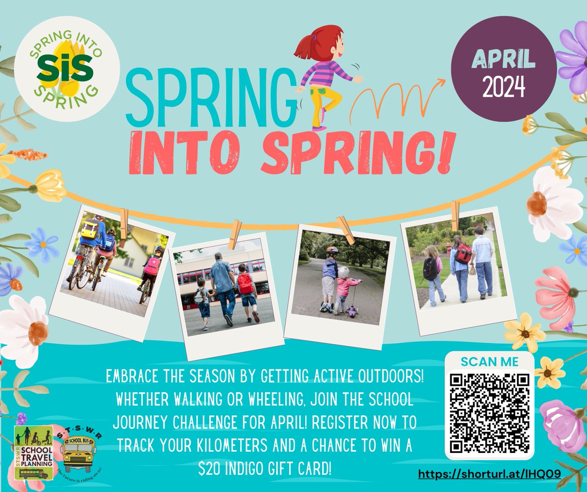 🌻Hey @WRDSB & @WaterlooCDSB students! 🏃‍♀️Register to track your kilometers in April for a chance to win a $20 Indigo gift card! 🚴‍♂️ shorturl.at/lHQ09 #SpringIntoSpring #ActiveTravel #STSWR #STP #WRDSB #WCDSB