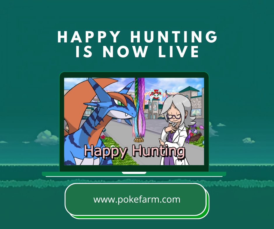 Don't miss out on our on going event! Happy Hunting is live and is active until the end of this week!  Join in on the fun now! 

Start here: pokefarm.com/event/easter20…