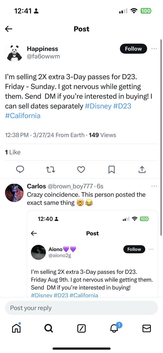 brown_boy777's tweet photo. Beware of scams y’all #D23 https://t.co/M3MwW9k2zO