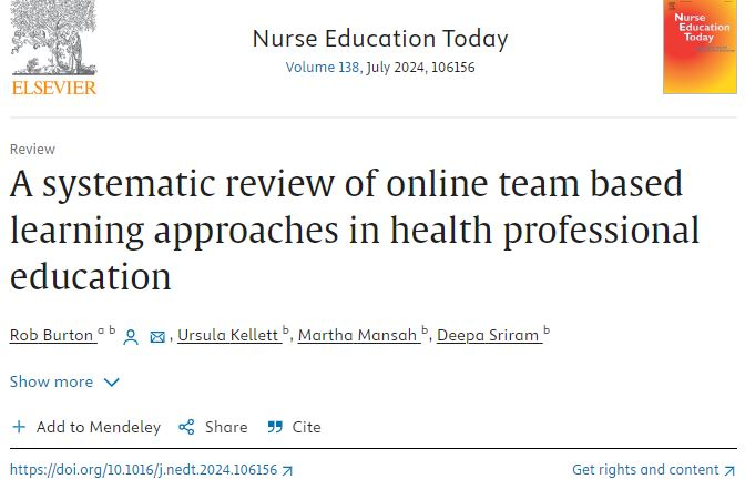 📢 Publication Alert 📢 Congratulations to A/Prof #RobBurton, Dr #UrsulaKellett & authors on your recent publication in @NurseEducToday @ElsevierNurse Check it out here ⬇️ sciencedirect.com/science/articl…