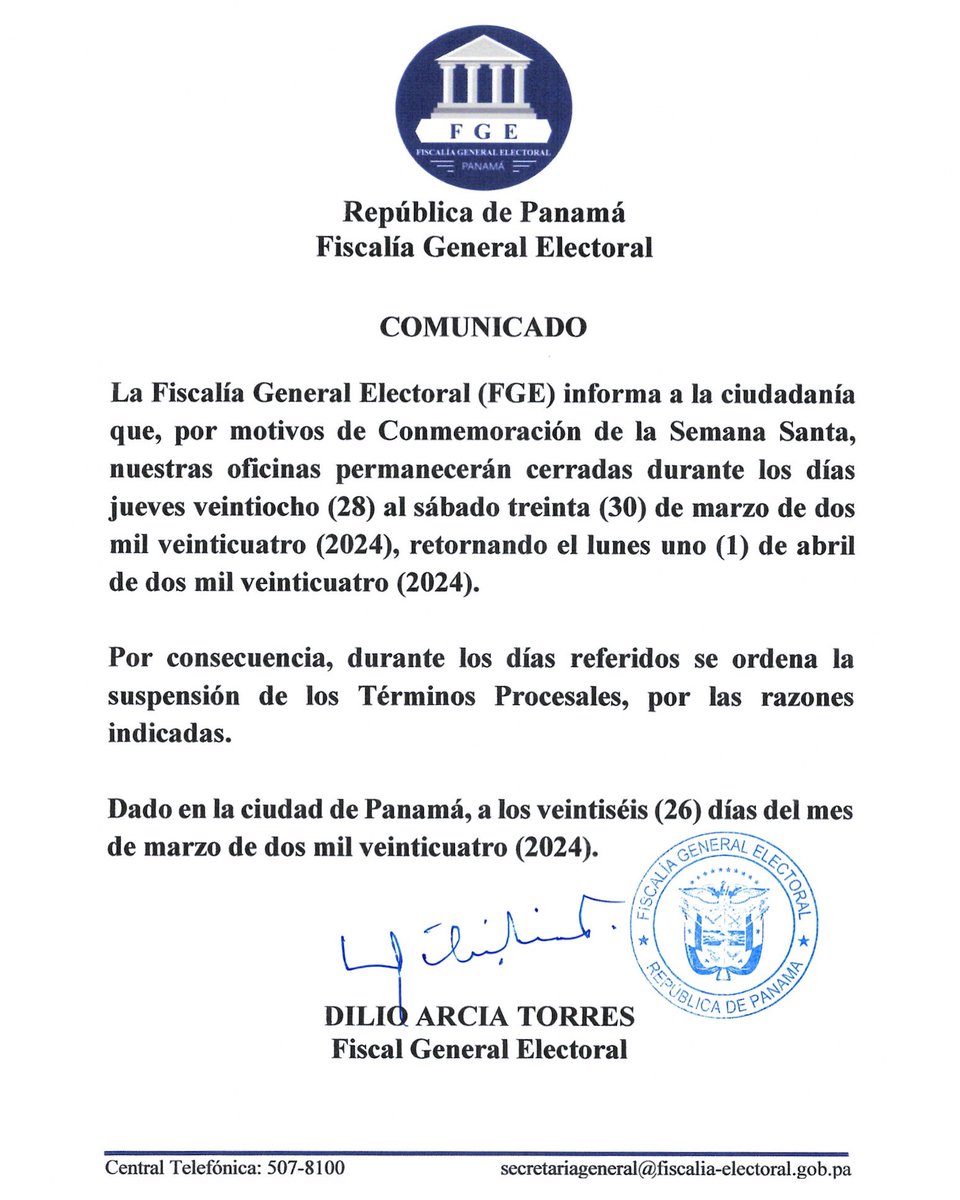 Comunicado a la ciudadanía 📣
Conmemoración de la Semana Santa