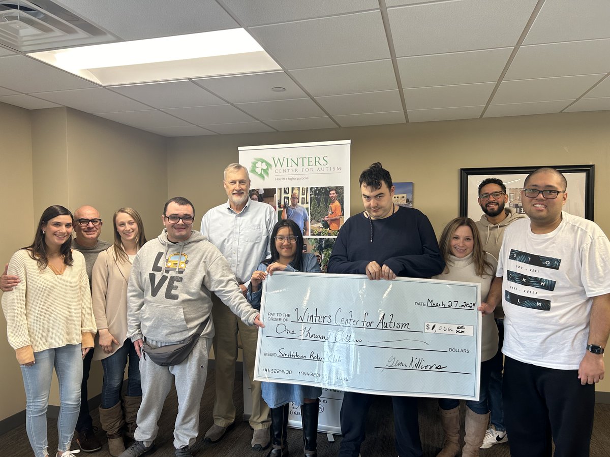 Winters4Autism's tweet photo. Big hearted gestures make a world of difference!  We're thrilled to share that Glenn Williams, a cherished member of the Smithtown Rotary club, has extended a generous hand of support to the Winters Center for Autism. https://t.co/OqDXNM8Mkp