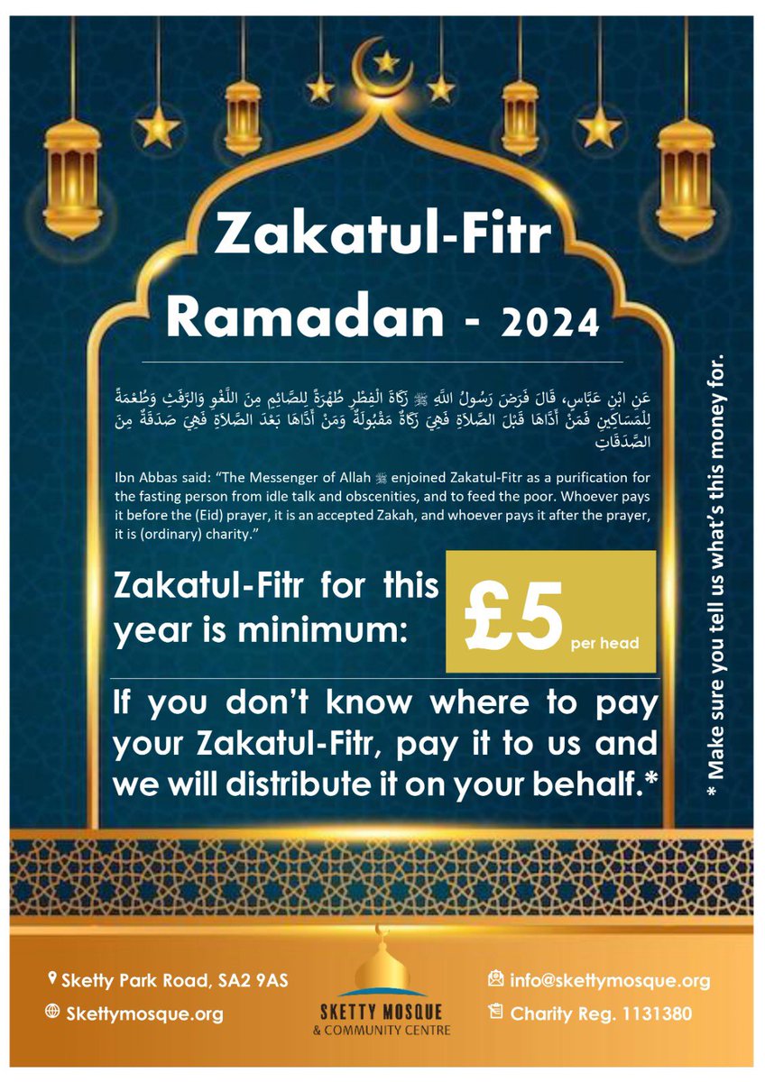 Fidya and Zakatul Fitr for Sketty and around area #RamadanDay17