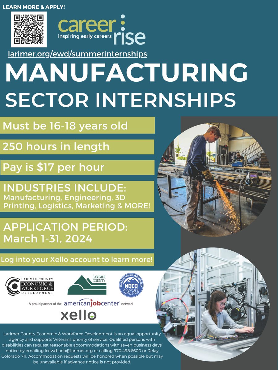 NoCoInspire's tweet photo. Paid, summer internships open to NoCo high school students ages 16-18...applications close March 31st so act fast! https://t.co/YVRv4M8KMZ