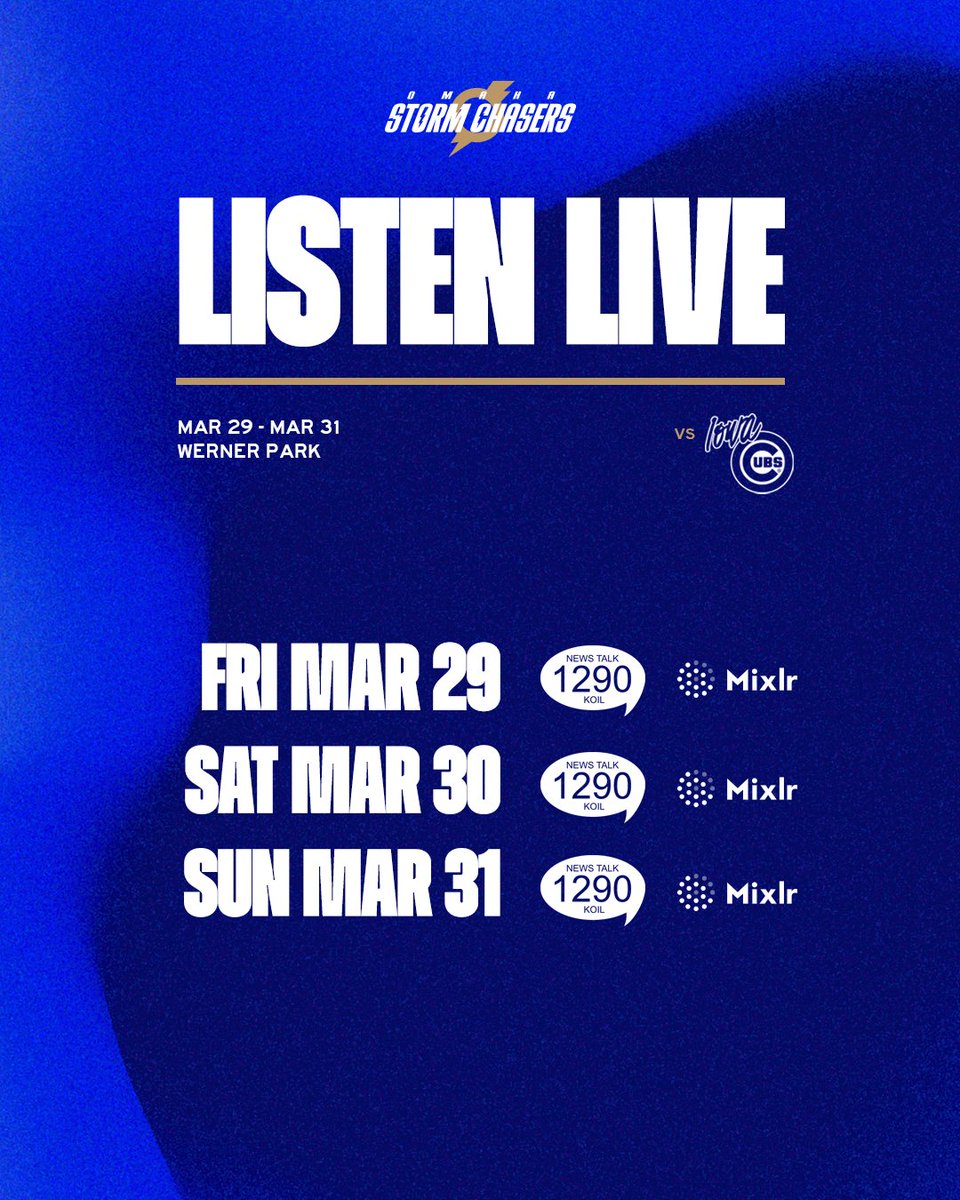 OMAStormChasers's tweet photo. Here is where you can listen to Storm Chasers baseball this weekend ⤵️ https://t.co/wVR9EcumnT