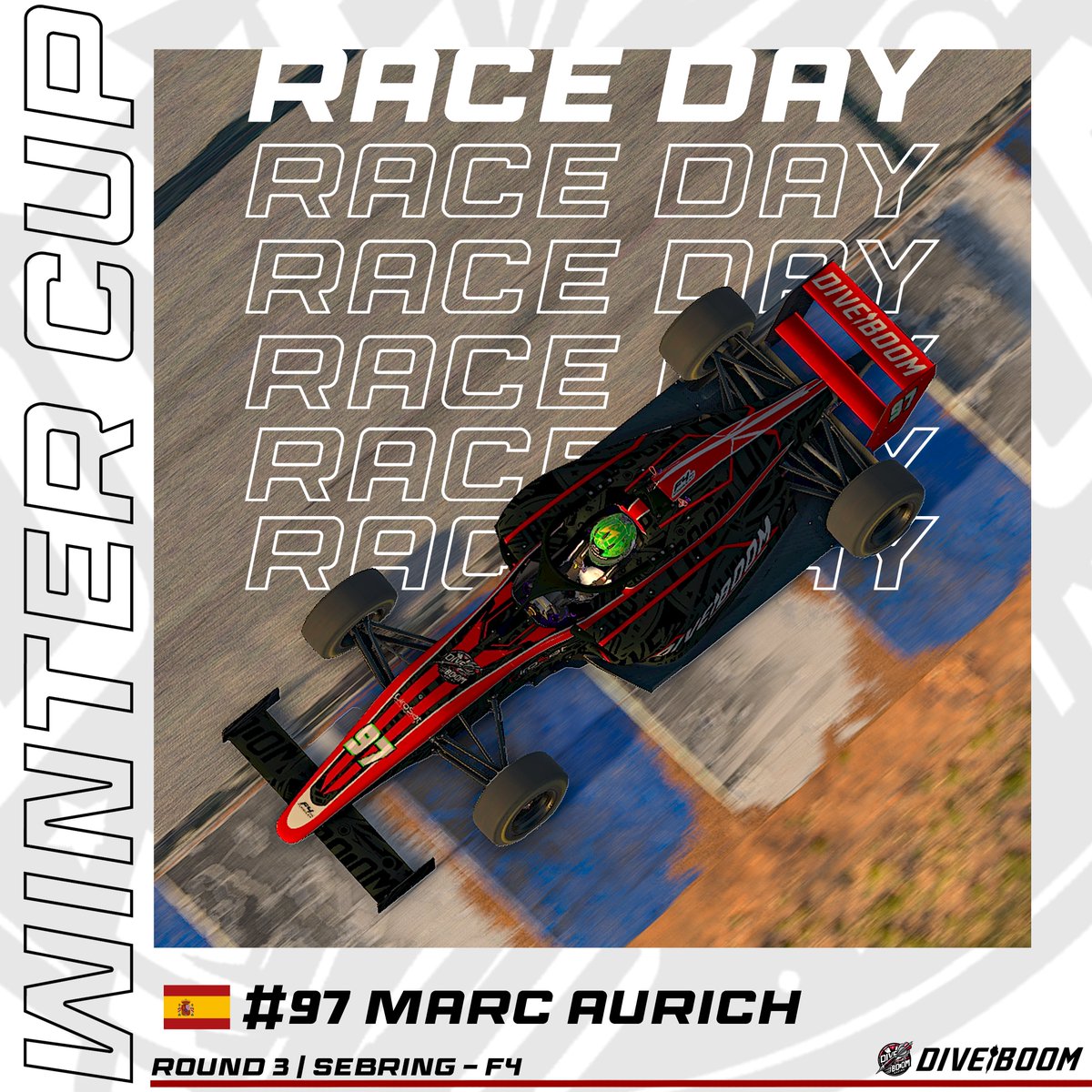 DiveBoom Racing (@diveboomracing) on Twitter photo Tercera ronda de la Winter Cup by Simufy 🏆
Hoy visitamos el histórico circuito estadounidense de Sebring con el F4!
🌎Circuito: Sebring
🏎️Coche: F4
👤Piloto: <a href="/AurichMarc/">Marc Aurich</a>
🕔Horario: 22:00 CET
Vamos con todo!!🔥🔥
#DiveBoom💥 Tercera ronda de la Winter Cup by Simufy 🏆
Hoy visitamos el histórico circuito estadounidense de Sebring con el F4!
🌎Circuito: Sebring
🏎️Coche: F4
👤Piloto: <a href="/AurichMarc/">Marc Aurich</a>
🕔Horario: 22:00 CET
Vamos con todo!!🔥🔥
#DiveBoom💥