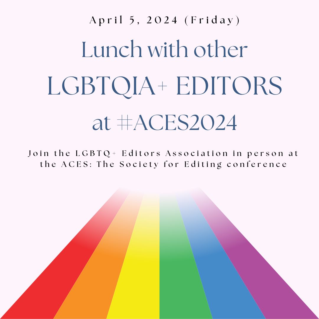 LGBTQEditors's tweet photo. Connect with other LGBTQIA+ editors over lunch at the @ACESEditors conference next week. Board members from the LGBTQ+ Editors Association and the Trans Journalists Association will be there. RSVP in the app. Hope to see you there!
#LGBTQEditors #TransEditors #ACES2024 https://t.co/fhc041xfWn