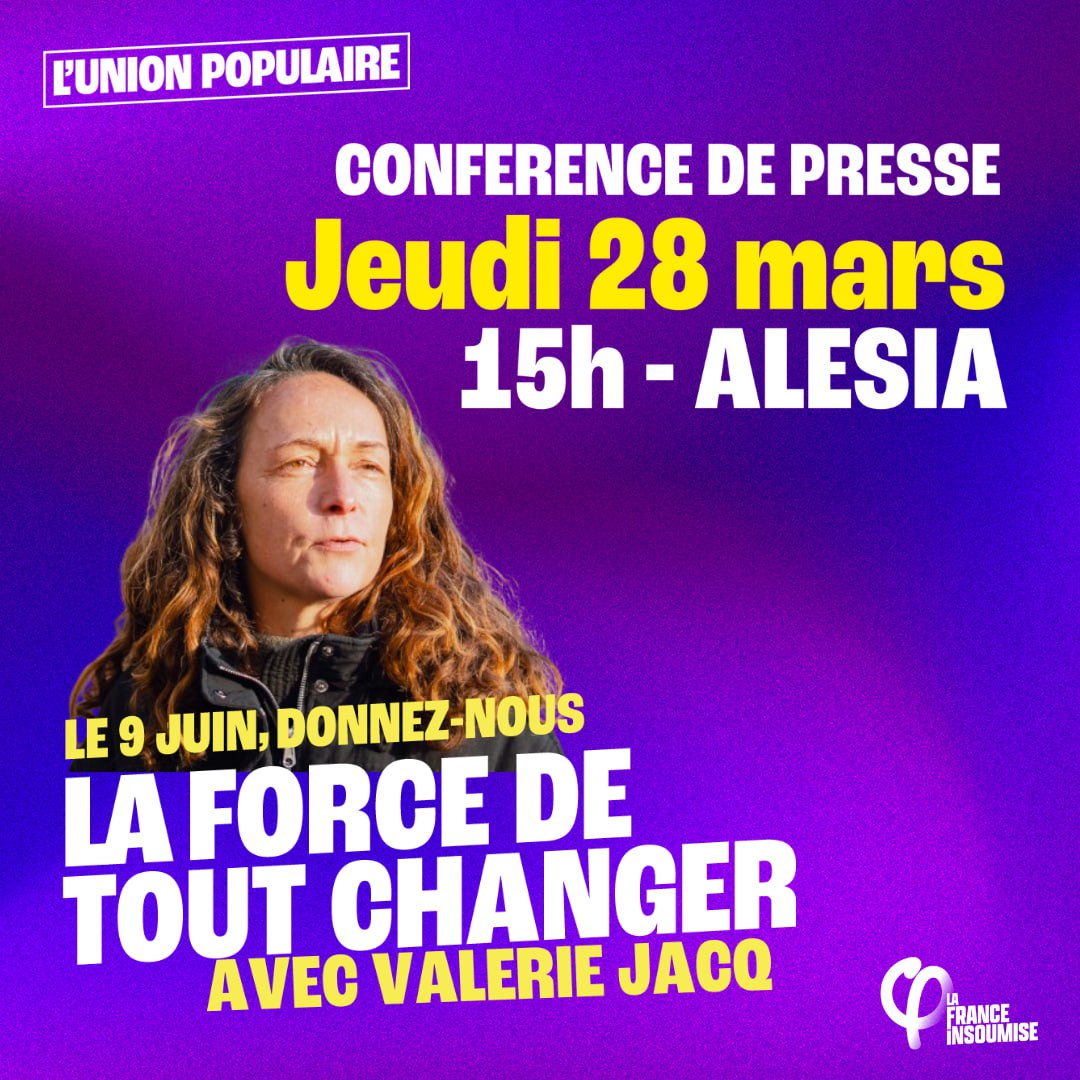 LaFI_21's tweet photo. Demain 15h à Alise-Sainte-Reine, lancement de campagne de Valérie Jacq, candidate sur la liste de @ManonAubryFr pour les élections européennes ! 📣

Conférence de presse, suivie d'un pot militant au café associatif Deuza, venez nombreux ! ✊️

#UnionPopulaire #9juin2024 https://t.co/2oovm4TgkK