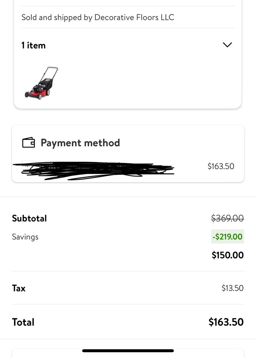 Apon4204's tweet photo. @Walmart false advertisement for the mower I’ll never get at the price Walmart promised. Wanted to act like it was lost in transit. Walmart made a label and was like that’s too good of a deal or weak ass decorative floors did me dirty. Regardless it’s ur website make it right https://t.co/qa7Hqzf3EA