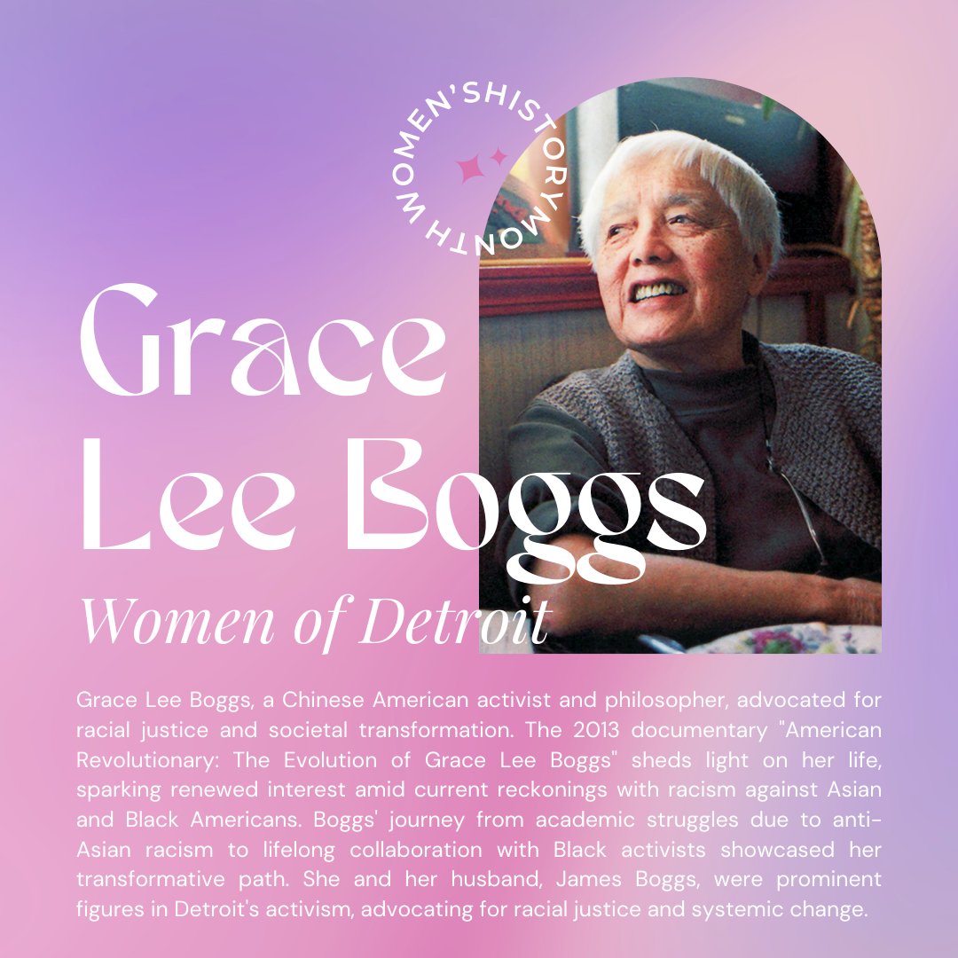 🌟 For the last week of Women's History Month, we shine the spotlight on Gace Lee Boggs, a Chinese American activist and philosopher.