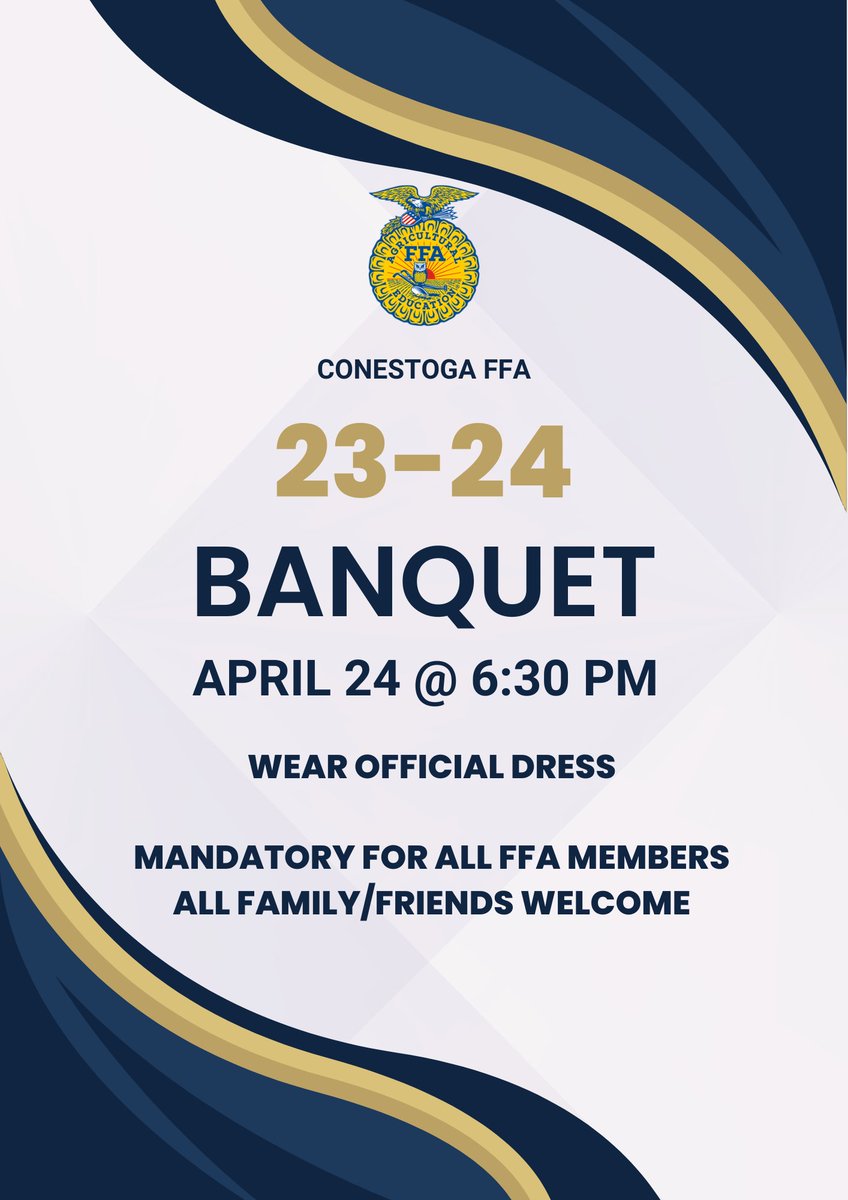 Save the date for the 2024 Conestoga FFA Banquet!