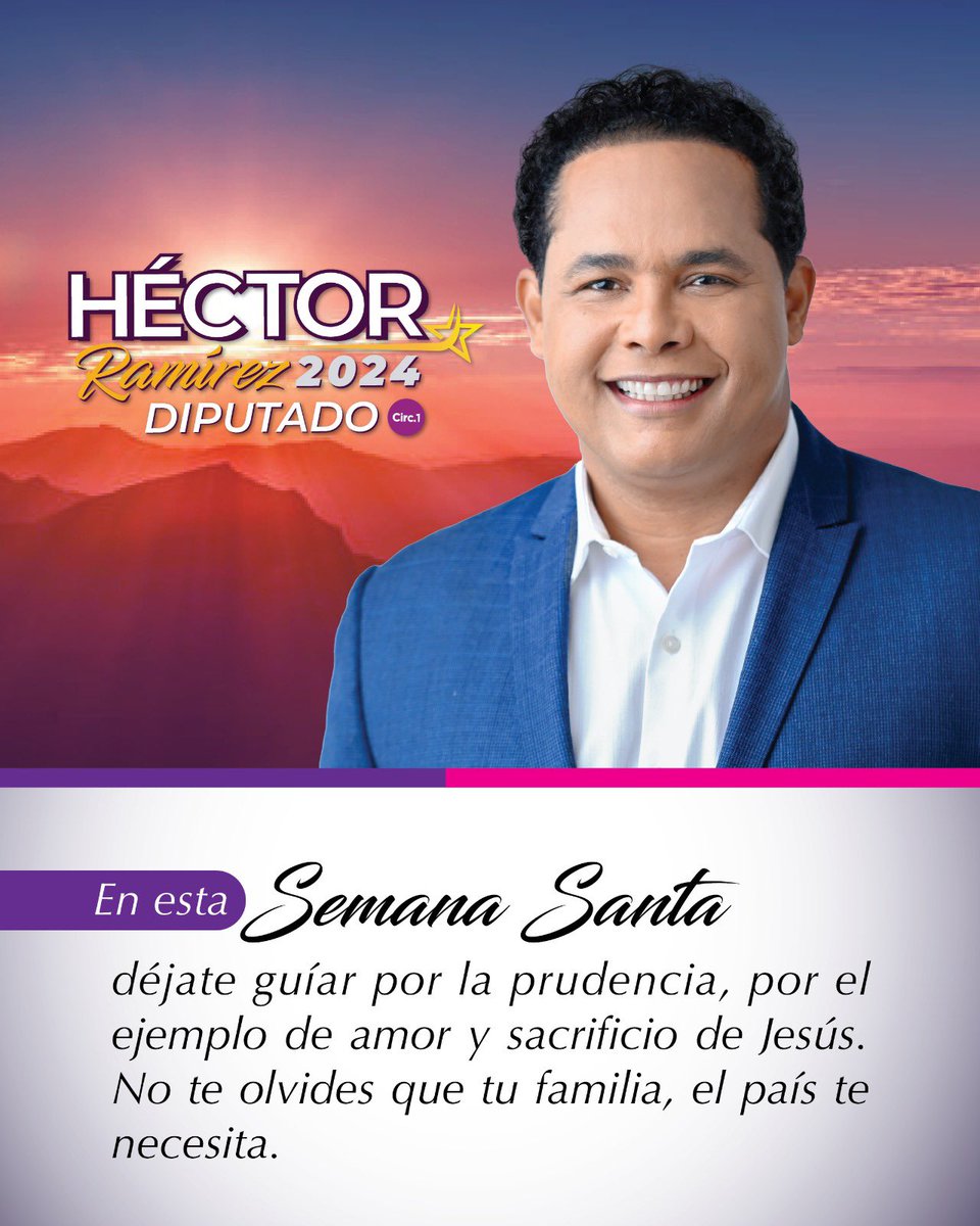 En esta Semana Santa déjate guíar por la prudencia, por el ejemplo de amor y sacrificio de Jesús.
No te olvides que tu familia, el país te necesita.

#HéctorDiputado