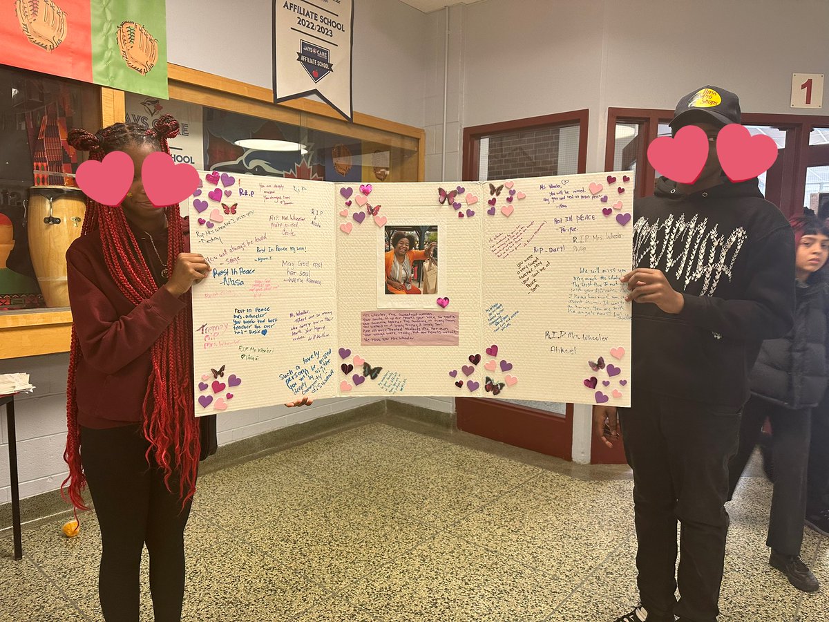 Thank you Destiny who created Ms. Wheeler’s memorial board by providing a space for @tdsb_DSS Ss, parents, & staff to share memories and or offer condolences to our lost community member. #wegainedanangel @ChezDominique @Jandu_Navjot @LC2_TDSB